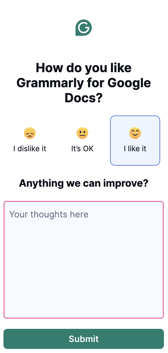 Google docs grammarly leave feedback