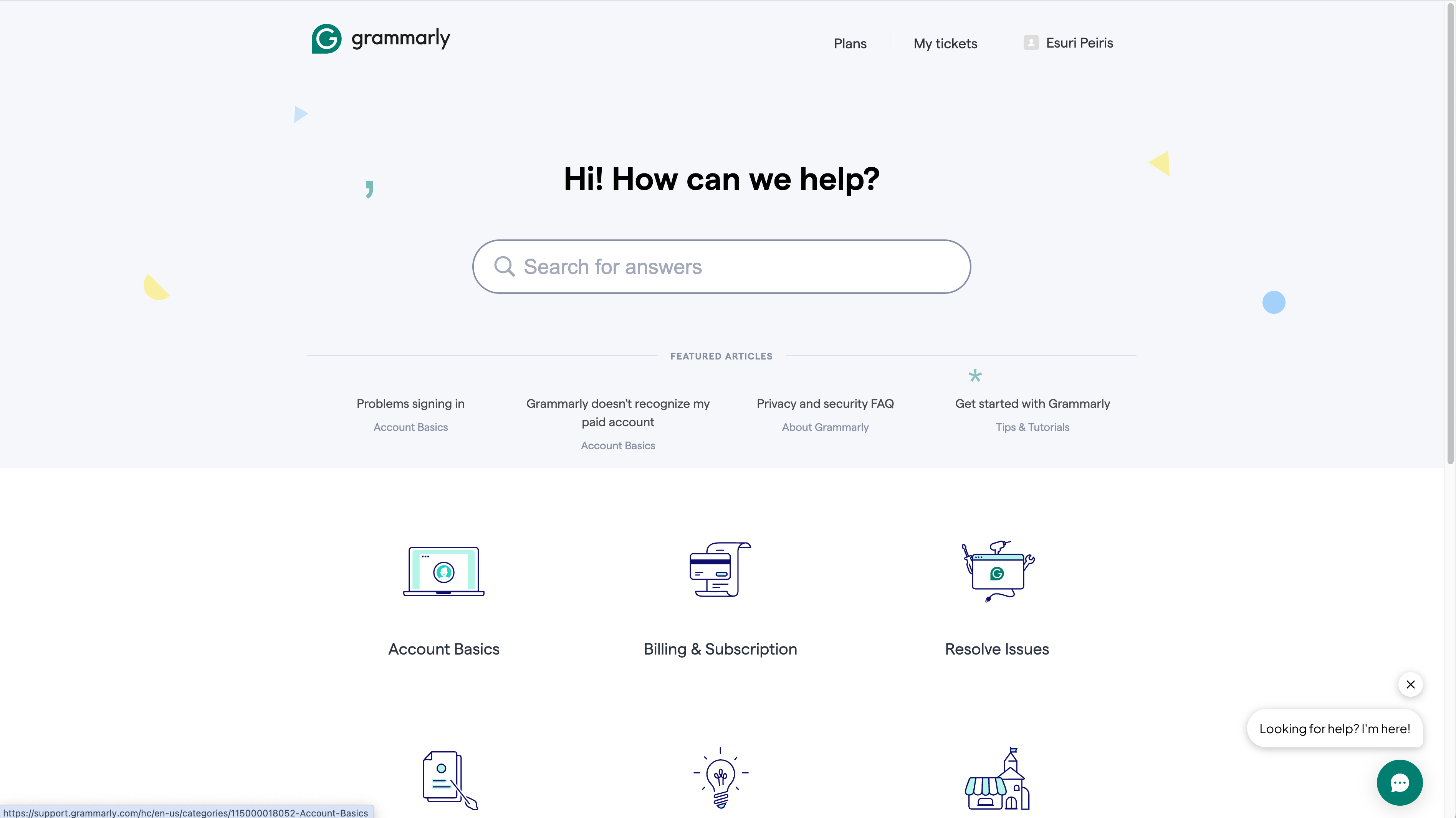 Gramamrly support page