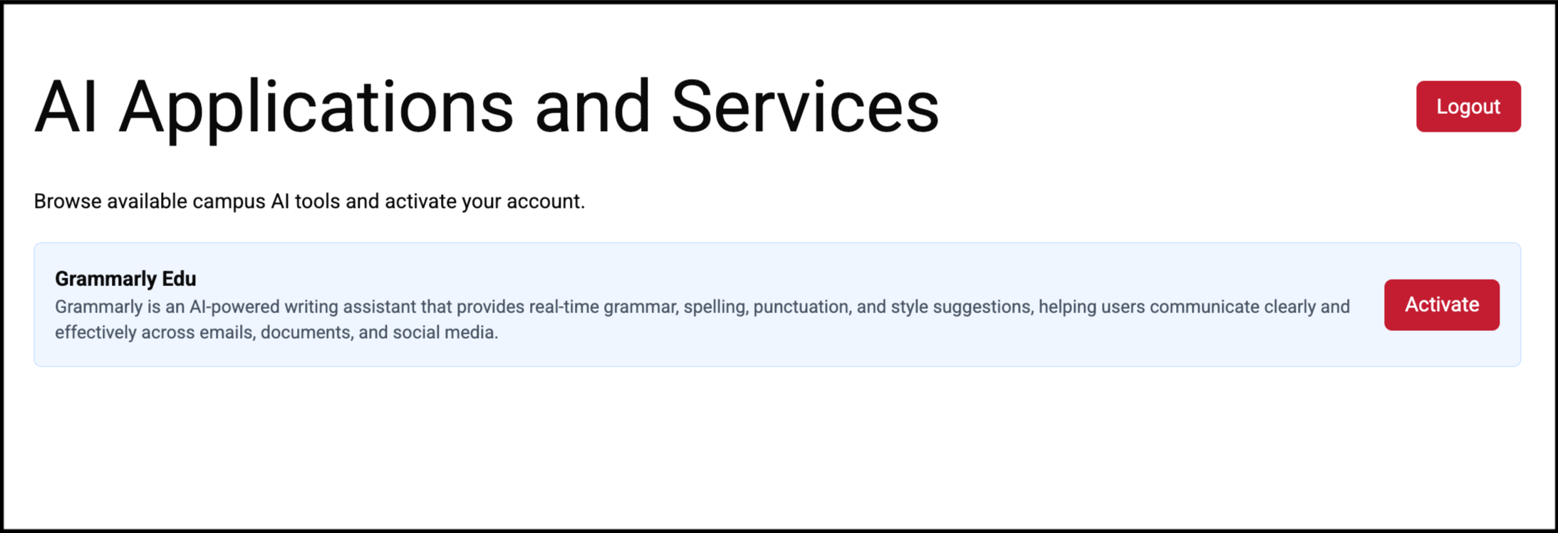 AI Applications and Services Activate Screen