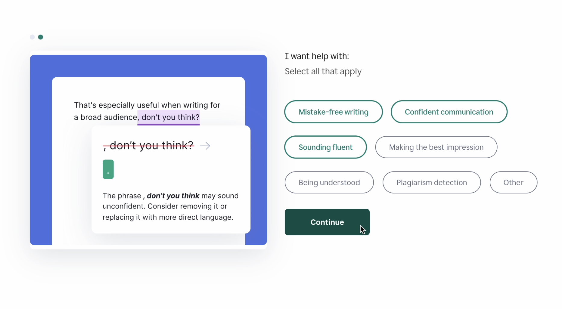 Grammarly Personalizaiton page two