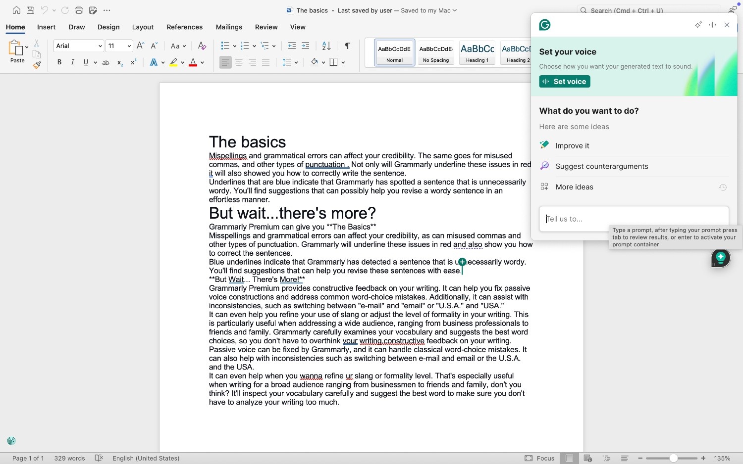 microsoft word rewrite with grammarly