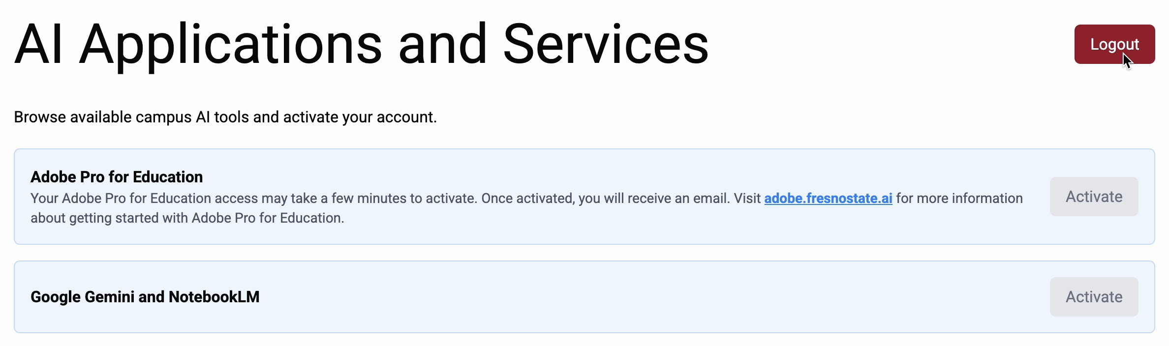 AI applications and services logout
